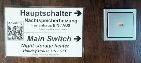 Hauptschalter um die komplette Nachtspeicherheizung AN bzw. AUS zu schalten Hauptschalter NSPH